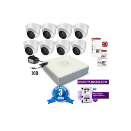 Kit IP NVR 7108 + 8 Cámaras 1323 + Fuente + Disco - Hikvision