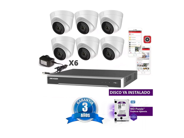 Kit Ip 7616 + 6 1323 + Fuente + Disco