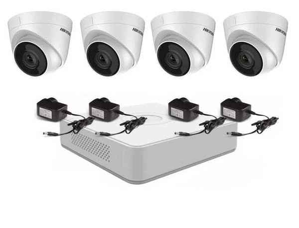 Kit IP NVR 7108 + 4 Cámaras 1323 + Fuentes - Hikvision