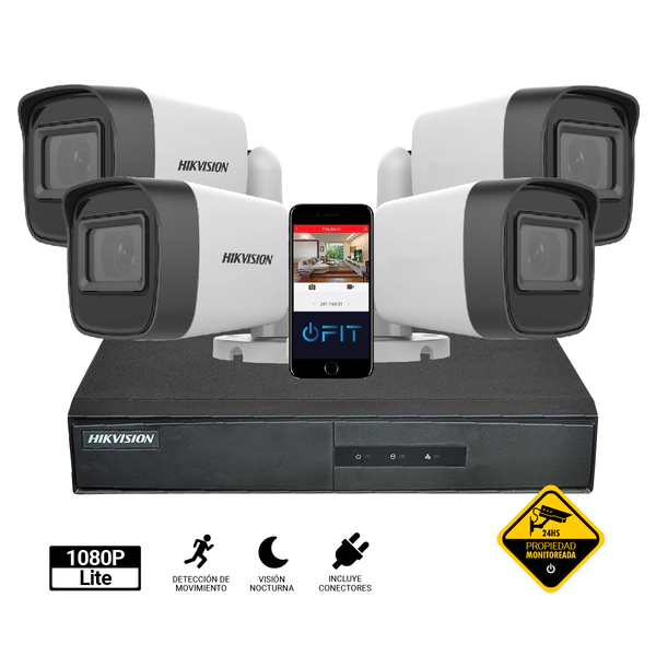 Kit Hikvision Dvr 8 Canales + 4 Bullet 1080P + Conec 1080p lite