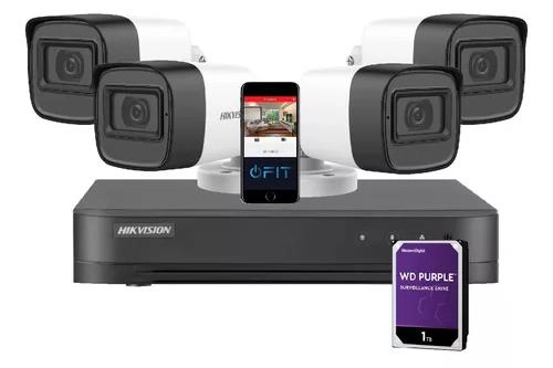 Kit 4CH + 4 Bullet 2mpx con Audio + Conec + 1tb