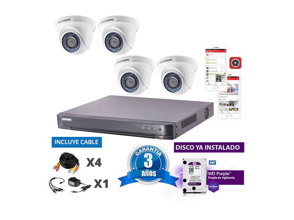 Kit Turbo 7216hqhi + 4 56d0t + Disco + Cable20m