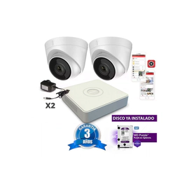 Kit IP NVR 7108 + 2 Cámaras 1323 + Fuente + Disco - Hikvision