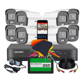 KIT HIKVISION DVR 8CH + 8 ColorVu + Disco 480SSD + CABLE