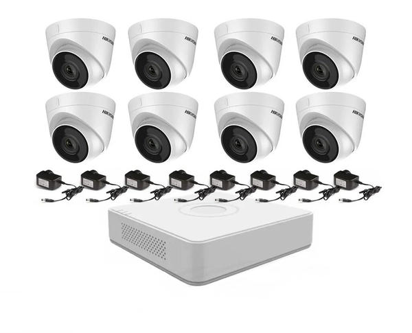Kit IP NVR 7108 + 8 Cámaras 1323 + Fuentes - Hikvision