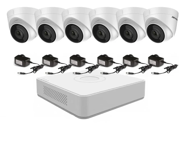 Kit IP NVR 7108 + 6 Cámaras 1323 + Fuentes - Hikvision
