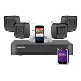Kit 4CH + 4 Bullet 2mpx con Audio + Conec + 1tb