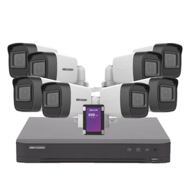 KIT HIKVISION DVR 8CH + 8 bullet + Disco 512SSD Purple + Ficha