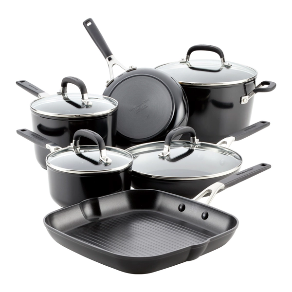 Batería de cocina Kitchenaid 10 pzs anodizado negro