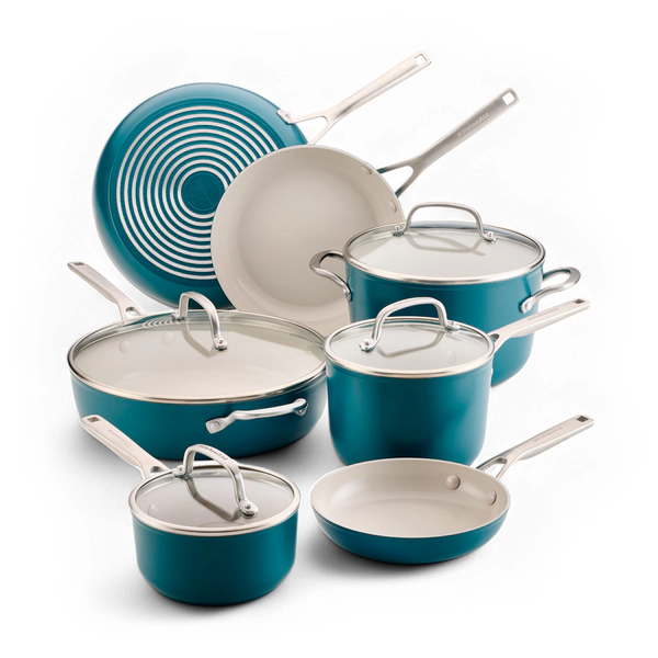 Bateria de cocina Kitchenaid 11 Pzs Anodizado Ceramico Agave