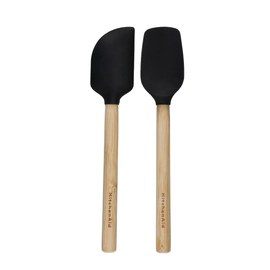Set De Espatulas Kitchenaid  X2 Bambu Silicona Negro