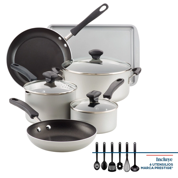 Batería de cocina Farberware 15 pzs Antiadherente gris