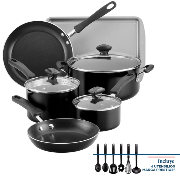 Batería de cocina Farberware 15 pzs Antiadherente negra