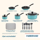 Batería de cocina Farberware 15 pzs Antiadherente azul
