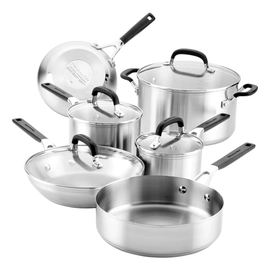 Batería de cocina Kitchenaid 10 pzs acero Inoxidable