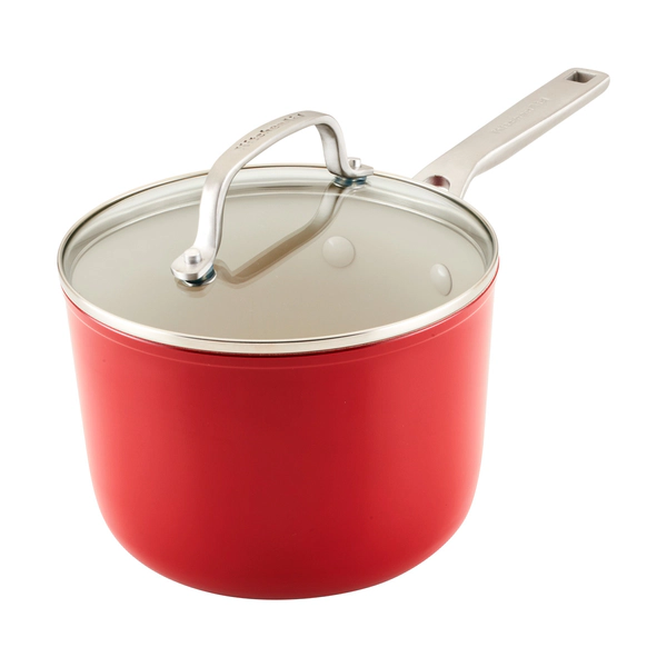 Olla Con Tapa Kitchenaid 2,8Lts Ceramica Antiadherente Rojo