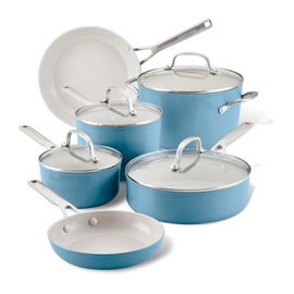 Batería de cocina Kitchenaid 10 pzs cerámico anodizado velvet