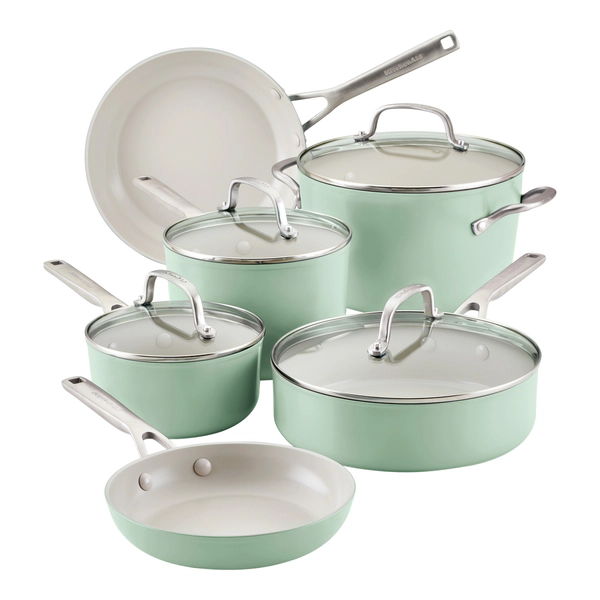Batería de cocina Kitchenaid 10 pzs cerámico anodizado