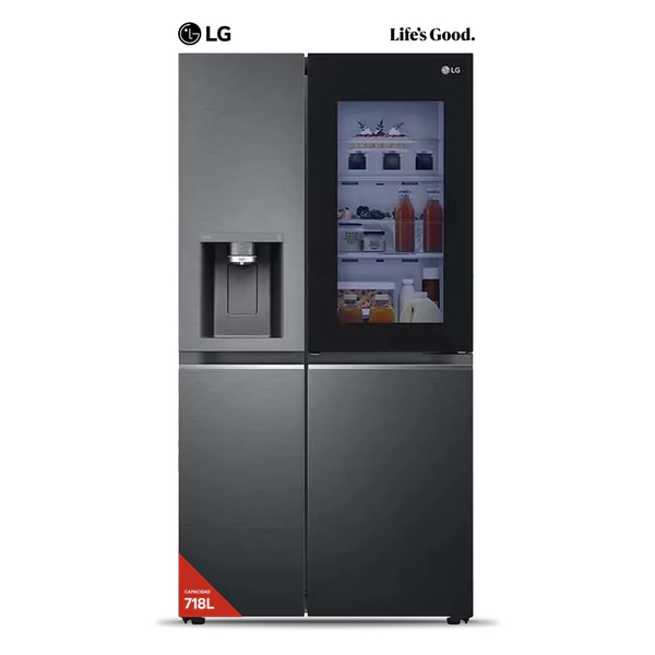 Heladera Lg Gs77Sxtc Inverter 718Lts Instaview Negra Side By Side