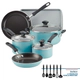 Batería de cocina Farberware 15 pzs Antiadherente azul