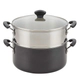 Olla con tapa y vaporiera Farberware 5,5lt antiadherente negra