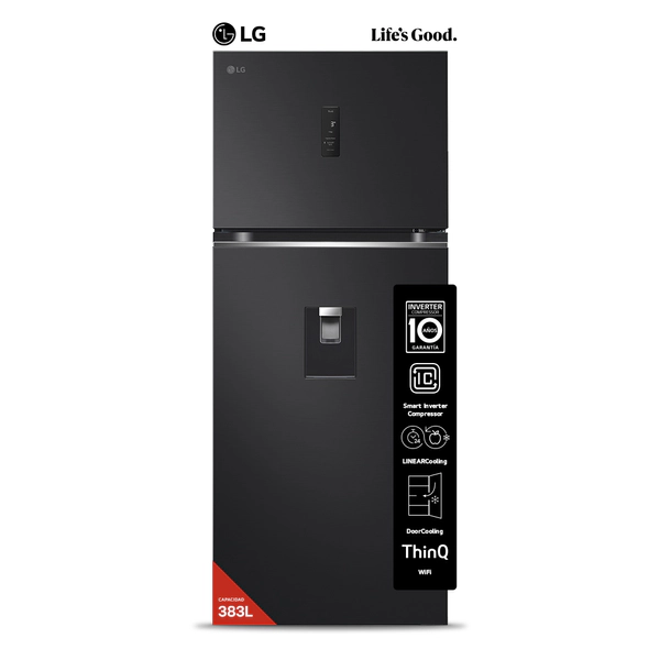 Heladera LG 383Lt Dispenser Inverter Negra Matte