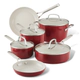 Batería de cocina Kitchenaid 10 pzs cerámico anodizado roja