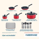 Batería de cocina Farberware 15 pzs Antiadherente roja