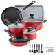 Batería de cocina Farberware 15 pzs Antiadherente roja