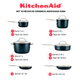 Batería de cocina Kitchenaid 10 pzs cerámico anodizado negra