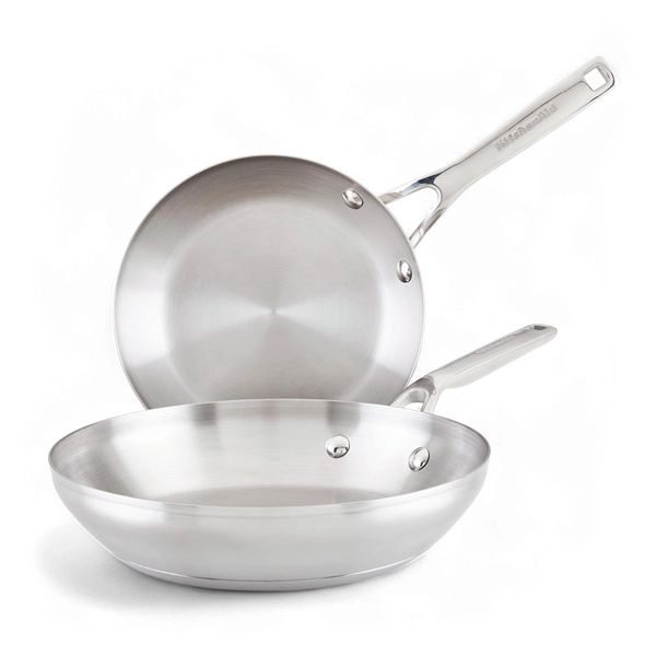 Set sartenes Kitchenaid x2 20 y 24 cm Acero Inoxidable Cepillado