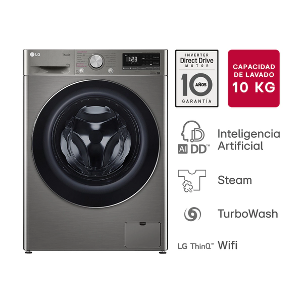 Lavarropas LG Inverter 10 Kg Inox