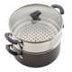 Olla con tapa y vaporiera Farberware 5,5lt antiadherente negra