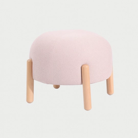 Puff Nórdico Redondo con Patas de Madera
