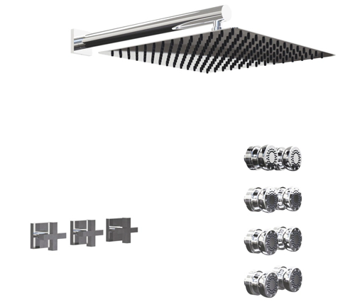 Griferia de Ducha 2V c/Escocesa Block cruz negra 03457cr