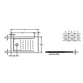 Plato de Ducha Roca Neo Daiquiri 120x70 bco