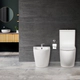 Inodoro largo c/asiento deposito y bidet Blue Kitchen-West bco COMBO BLUE-BL