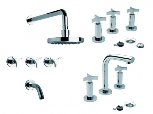 Griferia Baño Completa Fv Triades C3 Lavatorio Bidet Ducha