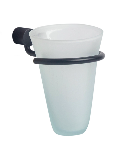 Accesorio de baño Ottone Portavaso vidrio Net negro mate