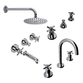 Kit griferia Hidromet Triumph lav-bid-ducha-tr red Cruz cromo