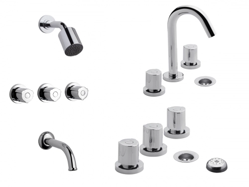 Griferia Baño Completa Fv Radal Lavatorio+Ducha 2 Ll. Bidet