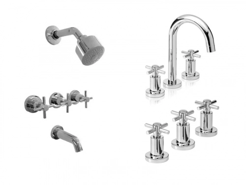 Griferia baño completa Peirano Crown Lavatorio Bidet Ducha