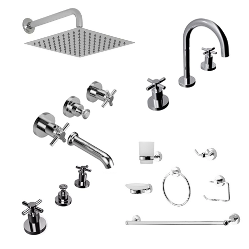 Griferia baño Hidromet Triumph Lava Ducha cuad bidet+Kit