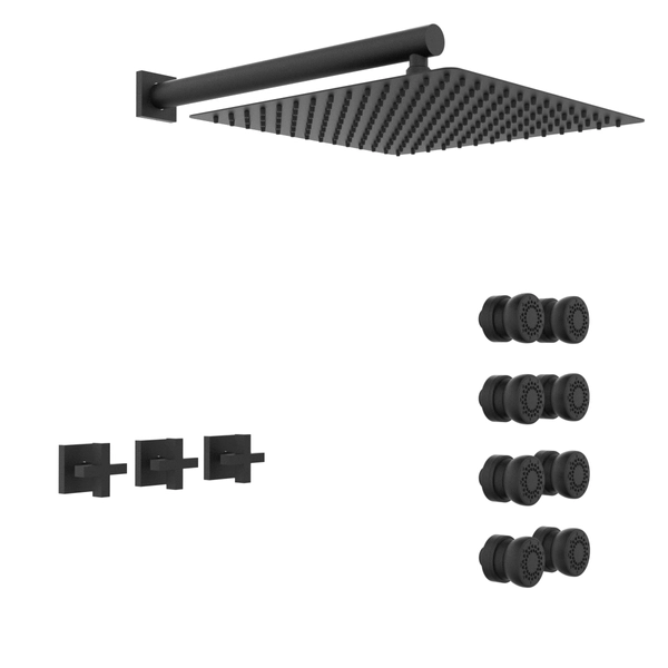 Griferia de ducha Hidromet Block 2V c/escocesa cruz 03404NEGR