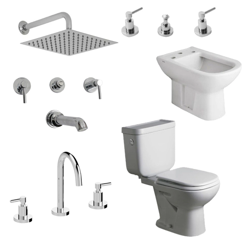 Juego de baño Completo Ferrum Bari+Griferia Lever Triumph C