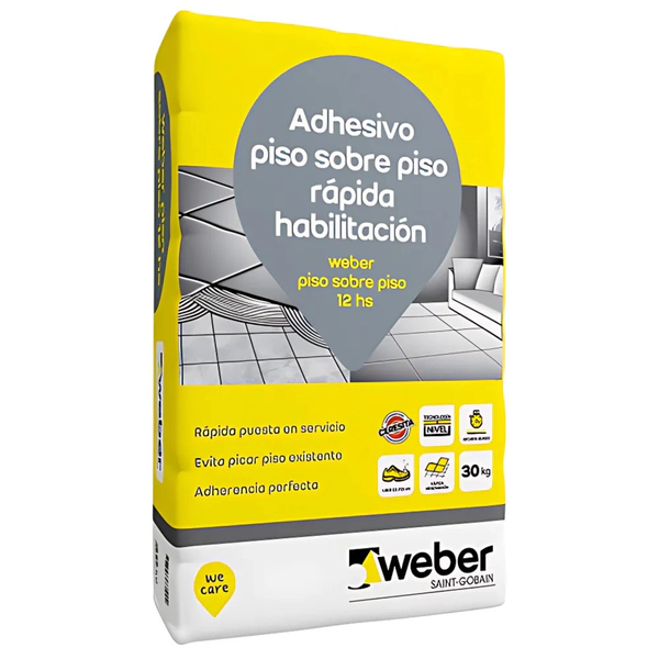 Adhesivo Weber sobre piso 12hs 30 Kg