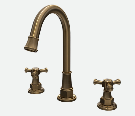 Griferia De Lavatorio 3 Ag Antique Cruz Bronce Viejo Andez 500.40.05