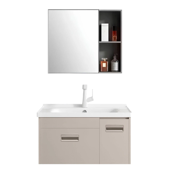 Vanitory Uhome con bacha y espejo gris claro HC-019-80