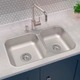 Bacha de cocina Tramontina 69x40x14cm Isis 2C 34-28BS satinado 94062102