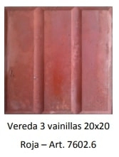 Piso de cemento Lanik 20x20 C/3 vainillas Rojas 7602.6
